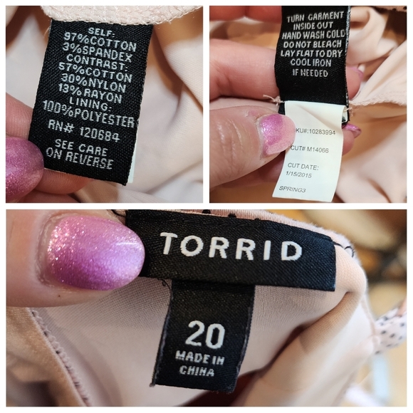 Torrid Pink Black Polka Dot lace trim sleeveless fit and flare dress size 20 - Picture 3 of 14